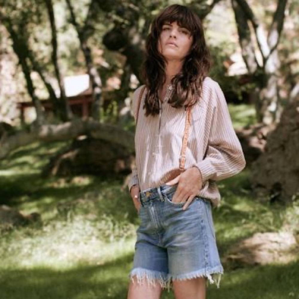 Women’s Blue Denim Frayed Hem Shorts
